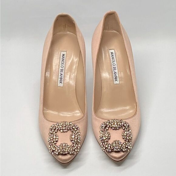 Manolo Blahnik Hangisi 70 Embellished Satin Pumps size 36 - Picture 3 of 13